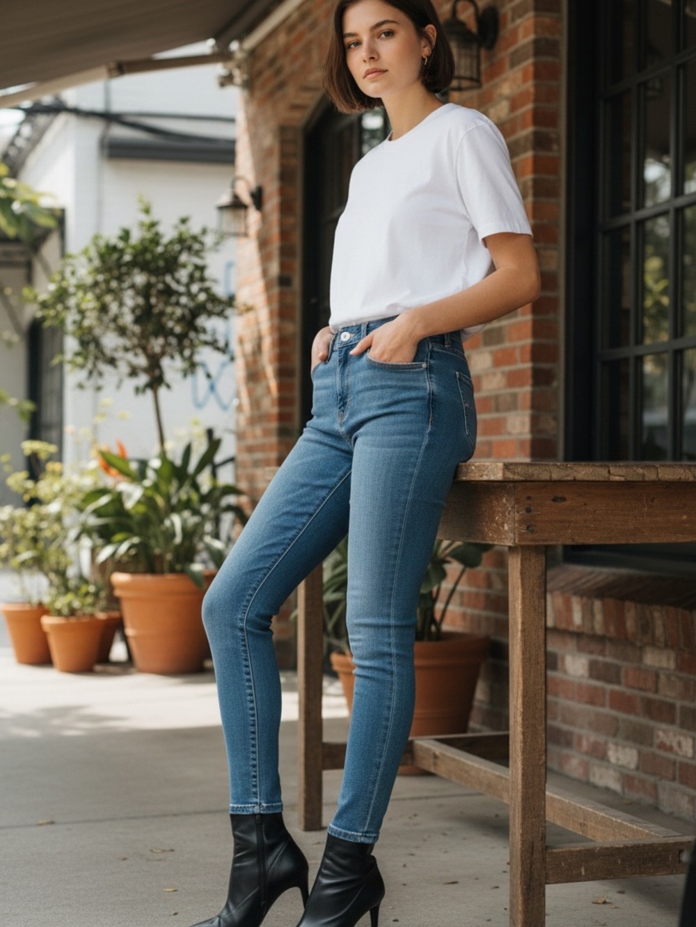 L'AGENCE Slim High-Rise Skinny Jeans in Blue Wash Size 24